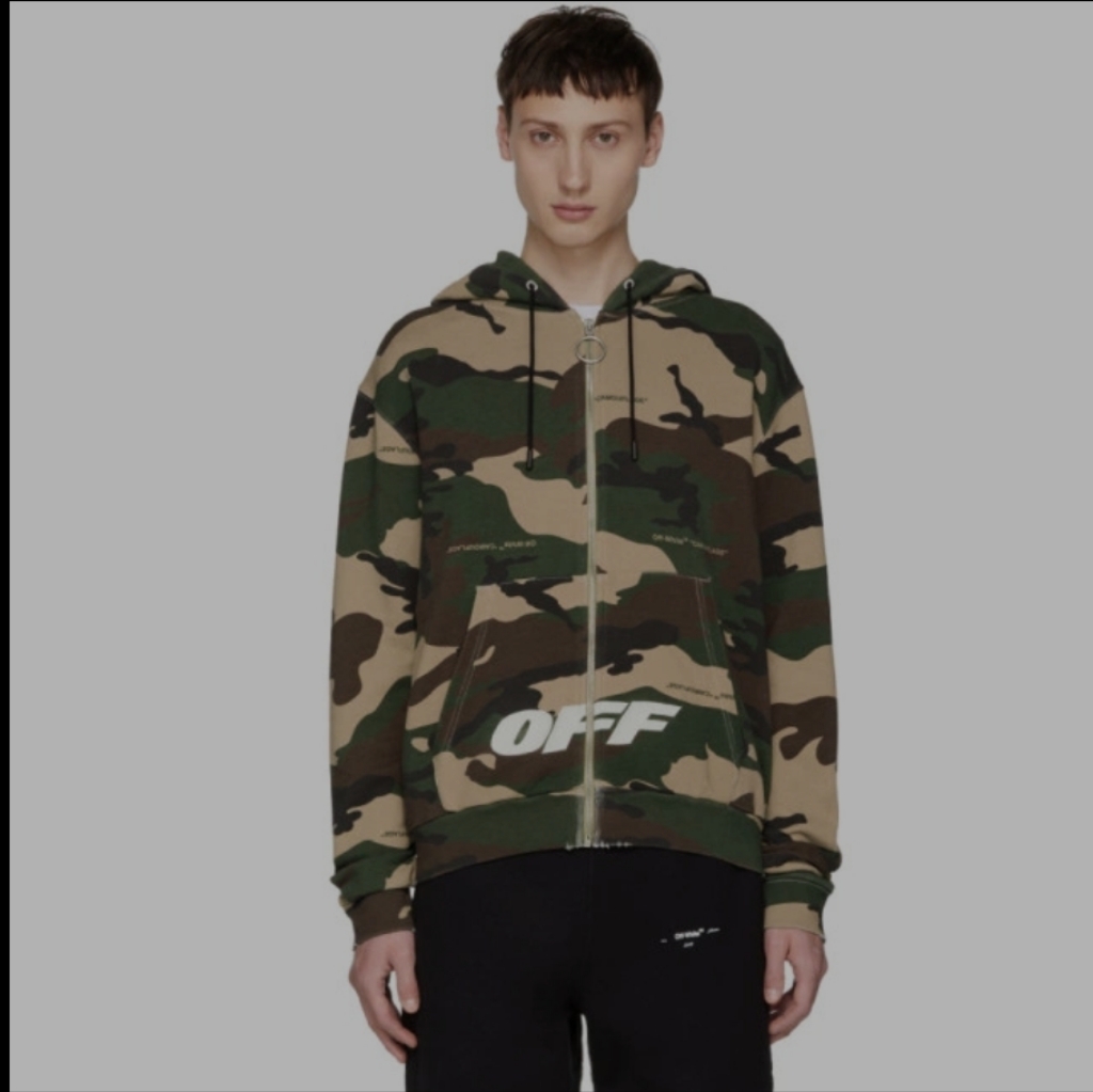 Off-White Camouflage Zip Up Sweater
